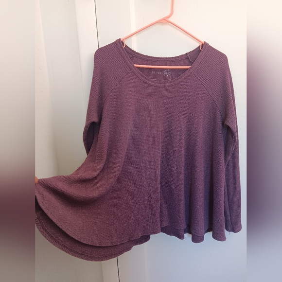 Free People We the Free Women L Purple Oversized Boho Long Sleeve Thermal Swing - Picture 2 of 7